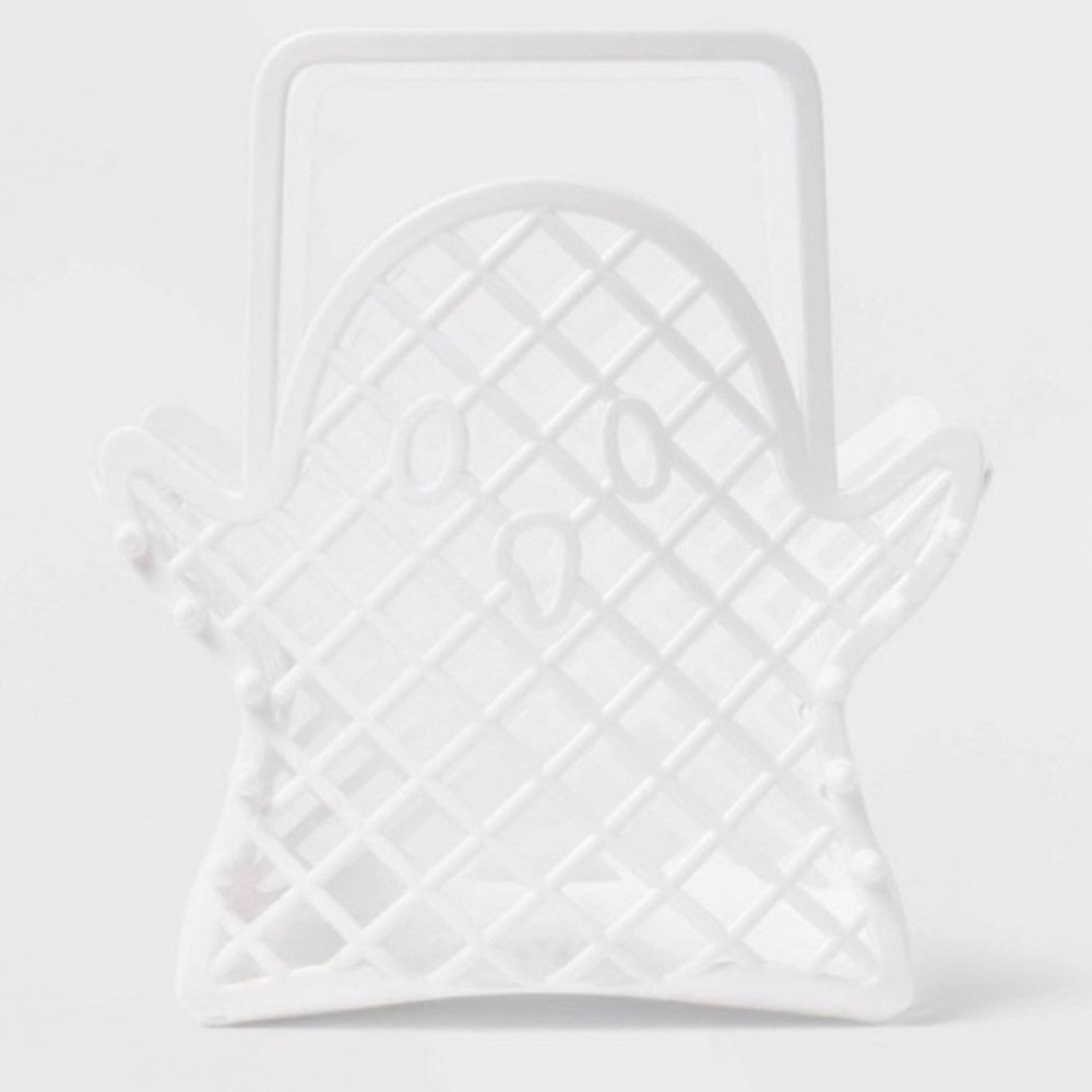 Charming White Boo Ghost-Shaped Basket